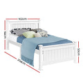 Artiss Single Wooden Bed Frame White RIO