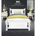 Artiss Single Wooden Bed Frame White RIO