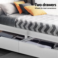 Artiss Single Bed Frame White Wooden 2 Storage Drawers
