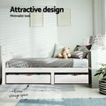 Artiss Single Bed Frame White Wooden 2 Storage Drawers