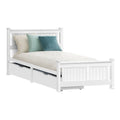 Artiss Single Bed Frame White Wooden 2 Storage Drawers