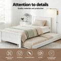 Artiss King Single Wooden Trundle Daybed White ELVIS 80 Char