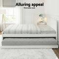 Artiss King Single Wooden Trundle Daybed White ELVIS 80 Char