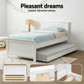 Artiss King Single Wooden Trundle Daybed White ELVIS 80 Char