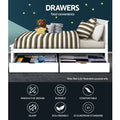 Artiss Bed Frame Storage Drawers Trundle White 2x