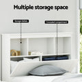 Artiss KING SINGLE Wooden Bed Frame White 3 Shelf Headboard