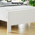 Artiss KING SINGLE Wooden Bed Frame White 3 Shelf Headboard