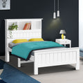 Artiss KING SINGLE Wooden Bed Frame White 3 Shelf Headboard