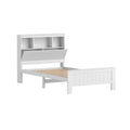 Artiss KING SINGLE Wooden Bed Frame White 3 Shelf Headboard