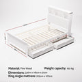 Artiss KING SINGLE Bed Frame Wood 2 Storage Drawers White