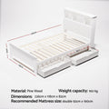 Artiss King Single Bed Frame Wood 2 Storage Drawers White