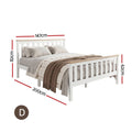 Artiss Wooden Bed Frame DOUBLE White PONY