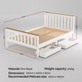 Artiss DOUBLE Bed Frame Wooden Platform 2 Storage Drawers White