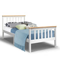 Artiss Single Bed Frame Wooden White Pony