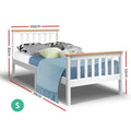 Artiss Single Bed Frame Wooden White Pony