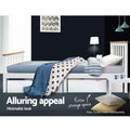 Artiss Single Bed Frame Wooden White Pony