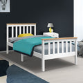 Artiss Single Bed Frame Wooden White Pony