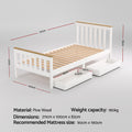 Artiss Single Bed Frame Wooden Platform 2 Storage Drawers White