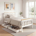 Artiss Single Bed Frame Wooden Platform 2 Storage Drawers White