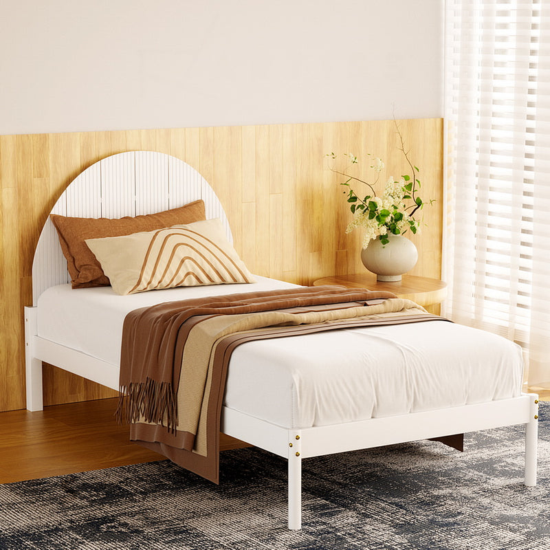 Artiss Single Bed Frame Wooden White DALY