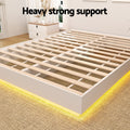 Artiss DOUBLE Bed Frame 16 Colour LED Light Wooden Platform