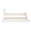 Artiss Single Bed Frame with Trundle Solid Wood Toddler Bunk Bed with Headboard White