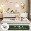 Artiss Single Bed Frame with Trundle Solid Wood Toddler Bunk Bed with Headboard White