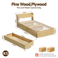 Artiss KING SINGLE Bed Frame with 2 Drawers Platform Bed with Headboard Bed Base with USB Ports Natural
