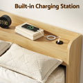 Artiss KING SINGLE Bed Frame with 2 Drawers Platform Bed with Headboard Bed Base with USB Ports Natural