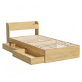 Artiss KING SINGLE Bed Frame with 2 Drawers Platform Bed with Headboard Bed Base with USB Ports Natural