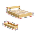 Artiss Queen Bed Frame with Charging Ports 2 Drawers