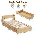 Artiss Single Bed Frame 2 Storage Drawers USB Ports Natural