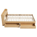 Artiss Single Bed Frame 2 Storage Drawers USB Ports Natural