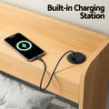 Artiss Single Bed Frame 2 Storage Drawers USB Ports Natural