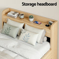 Artiss Single Bed Frame 2 Storage Drawers USB Ports Natural
