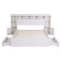 Artiss Queen Bed Frame with Storage Bookcase Headboard, USB & Type-C Ports & Drawers White