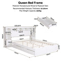 Artiss Queen Bed Frame with Storage Bookcase Headboard, USB & Type-C Ports & Drawers White