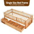 Artiss Kids Single Bed Frame 3 Storage Drawer Montessori Natural
