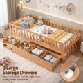 Artiss Kids Single Bed Frame 3 Storage Drawer Montessori Natural