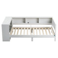 Artiss White Single Solid Wood Corner Platform Bed Frame with Built-in Desk, Storage Shelves and USB-C Charging Station for Small Spaces, Wooden Bed Base for Guest Room