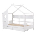 Artiss Kids SINGLE Bed Frame with 3 Storage Bookcase & 2 Drawers House Bed Solid Wood Montessori Bed Easy Assembly White
