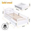 Artiss Single Bed Frame Storage Drawers USB LED White 31cm