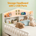 Artiss Single Bed Frame Storage Drawers USB LED White 31cm