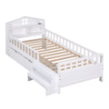 Artiss Single Bed Frame Storage Drawers USB LED White 31cm