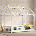 Artiss White Wooden Kids House Bed Frame - Single