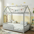 Artiss Wooden Kids House Bed Frame Grey Single