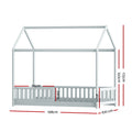 Artiss Wooden Kids House Bed Frame Grey Single