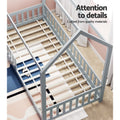 Artiss Wooden Kids House Bed Frame Grey Single