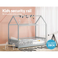Artiss Wooden Kids House Bed Frame Grey Single