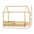 Artiss Wooden Kids House Bed Frame Oak Single
